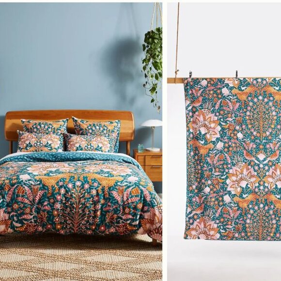 Anthropologie Other - Anthropologie Mahina Duvet Cover King Vibrant Jungle Bedroom Luxury Comfort